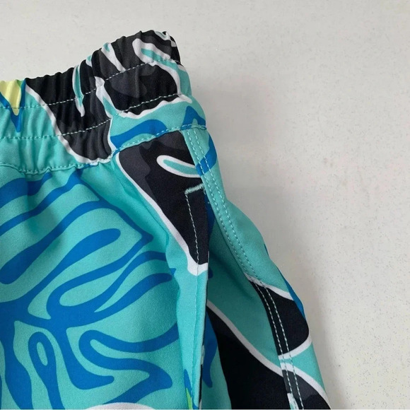 Hurley Board Shorts Men Large Blue Tropical Print Stretch Pockets Surf Swim - Picture 5 of 11